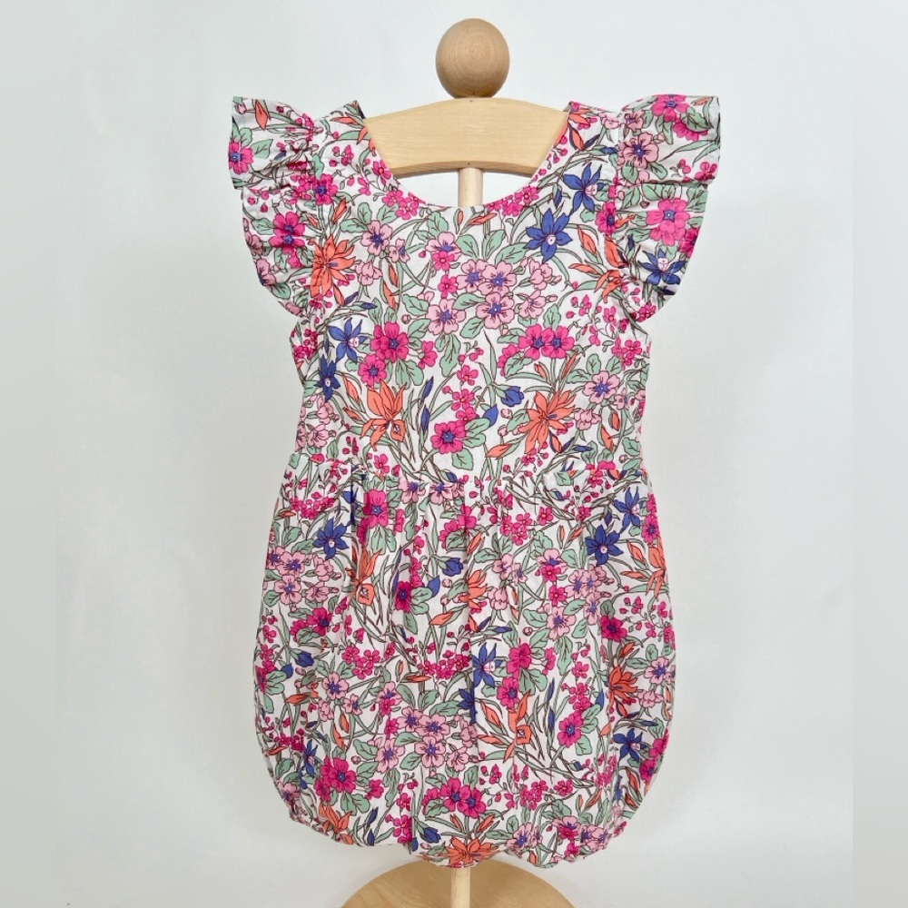 NWOT Floral Flutter Sleeve Baby Romper